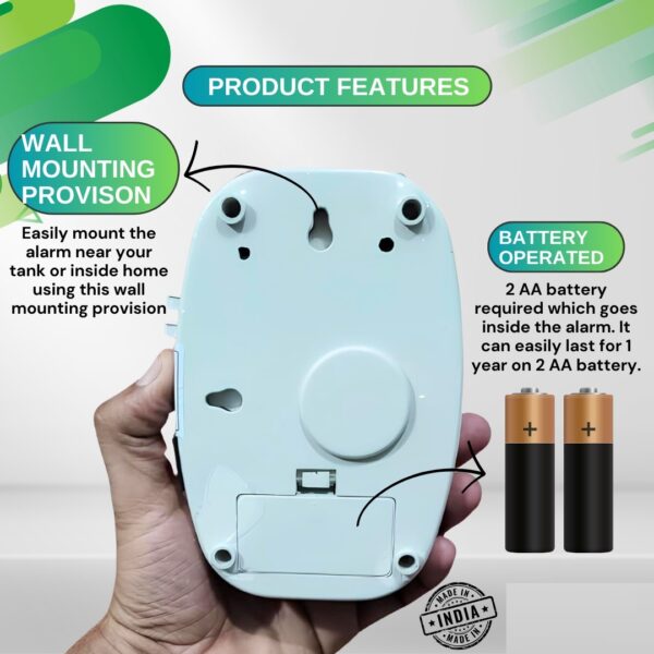 Aqua Guru® Water Tank Alarm Bell Overflow Protection - Battery Operated - 15 Meter Wire, Sensors & 2 AA Battery Included - Image 4